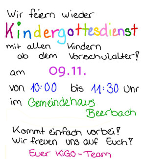 Einladung zum Kindergottesdienst